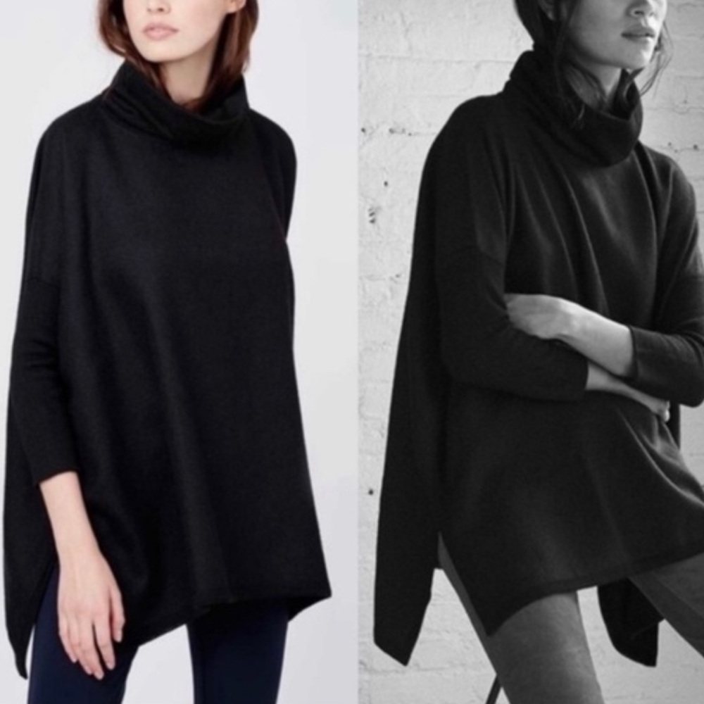 Cuyana Black Baby Alpaca Oversized Turtleneck Sweater XS/S